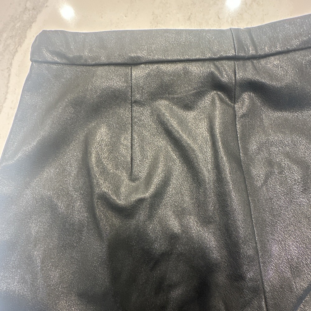 AMANDA UPRICHARD Black Elastic Waist High Rise Faux Leather Pants Women's Size M - Picture 11 of 12